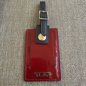 TUMI Shiny Red Luggage Tag with Raised Gold Accent NWOT Free Shipping